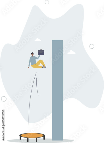 Business challenge, revenue rebound and recover from economic crisis or earning and profit growth jump from bottom concept.life and employment of people.