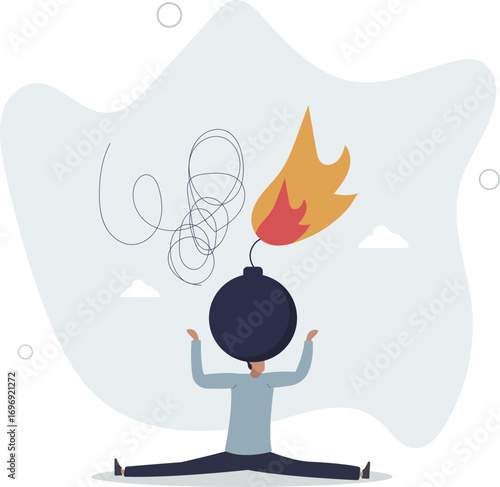 Anxiety, stressed or anger emotion, mental problem or depression, exhaustion or overworked concept.life and employment of people.