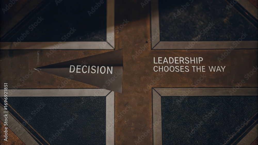 Obraz premium Inspirational Leadership Quote on Decision Making with Compass Symbol