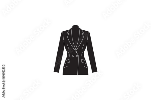 A Blazer Dress vector silhouettes black image made by adobe illustrator. eps