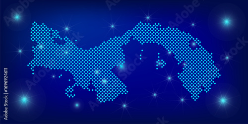 Wallpaper Mural Republic of Panama map in blue. Dotted map. Dots Panama  map with spotlights on dark blue background.  Global social network.  Blue futuristic background with Dotted map . EPS10 Torontodigital.ca
