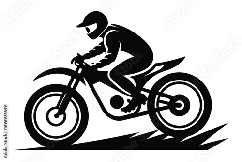 Silhouette of a Person Riding a Motorcycle with Helmet on Spiked Surface Graphic