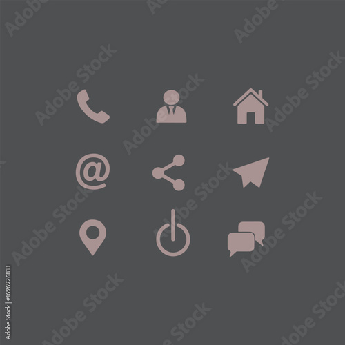 Design a brand for Connective Hub, a service that centralizes essential contact and digital interaction points. The icon set should convey ease of connection, reach, and user engagement across various