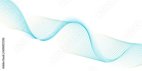 Abstract Flowing Wave Lines with Teal and Yellow Gradient