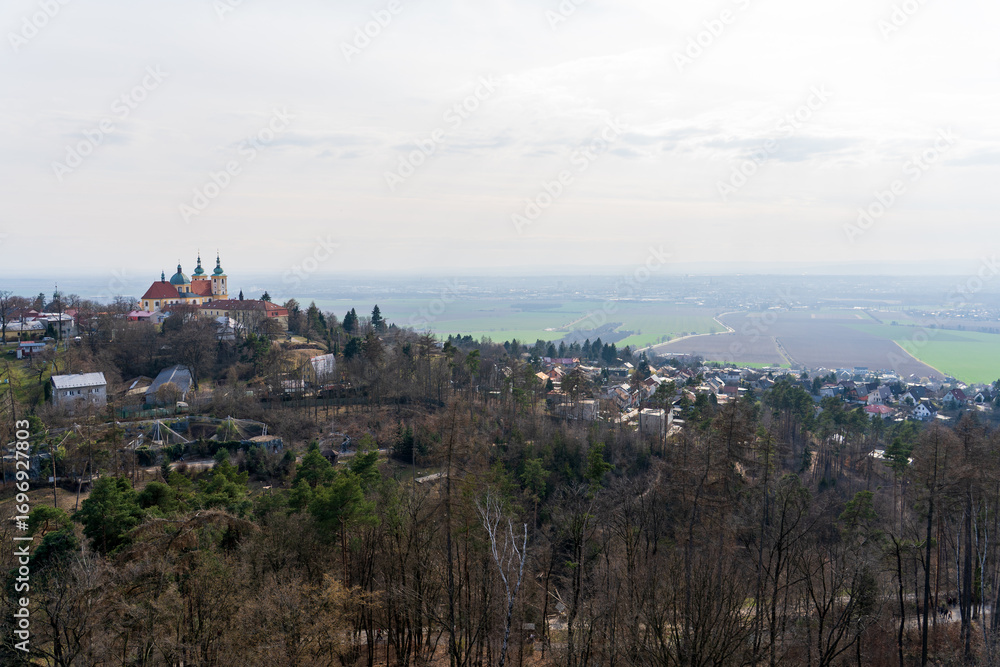 Obraz premium Olomouc, Czech Republic – March 23, 2025: Animals in the zoo. View of the city from the observation deck.