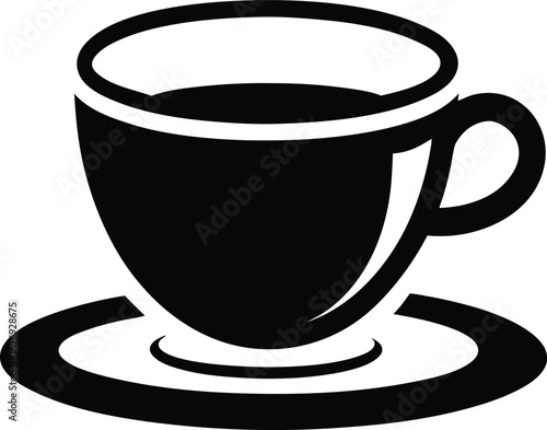 Minimalist Coffee Cup Illustration Simple Black and White Design Coffee Shop Symbol