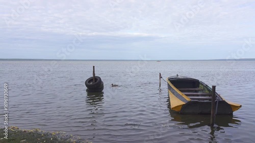 A beautiful landscape on the shore of Pleshcheyevo Lake in Pereslavl, Yaroslavl region, Russia
