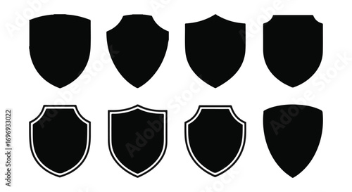 Variety of Black and White Shield Designs on a White Backdrop
