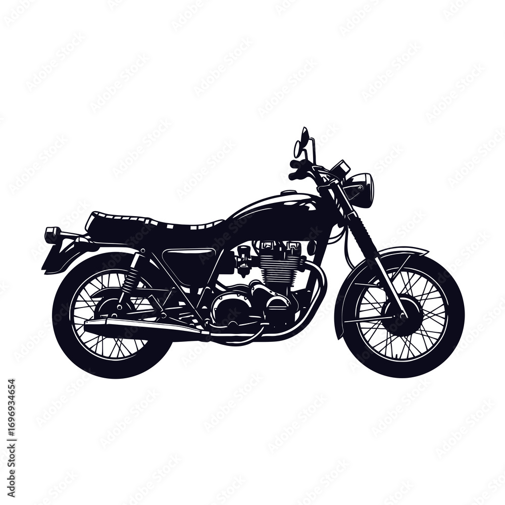 Obraz premium Classic motorcycle silhouette isolated on white background