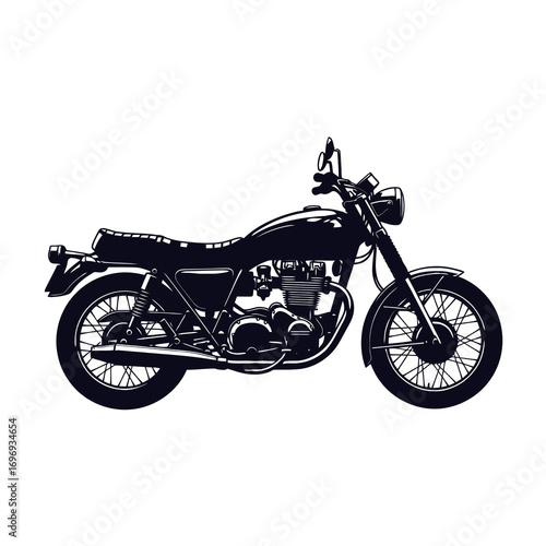 Classic motorcycle silhouette isolated on white background