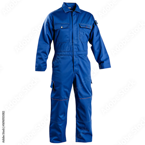 Blue industrial work coverall safety clothing for professionals in hazardous work environments