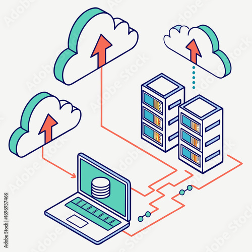 Cloud computing data storage vector illustration