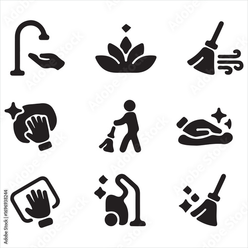 Set of vector gardening icons and tools illustration