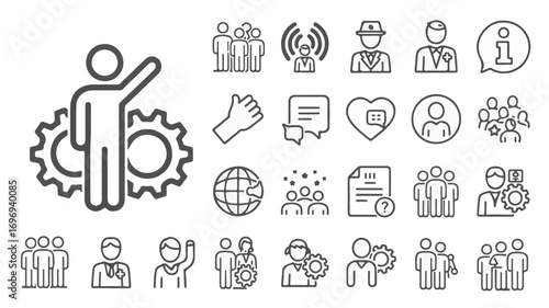 Group people collaboration teamwork communication information icons vector