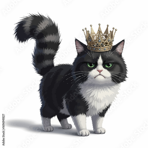 Majestic cat with crown exudes regal attitude for luxury brands and creative projects