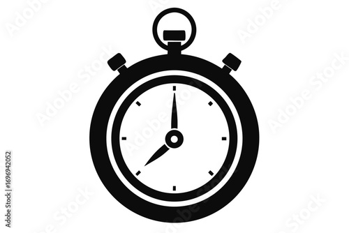 Black Silhouette of Classic Analog Stopwatch Displaying the Time Approximately 708
