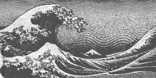 A cold, close-up vector illustration of a crocodile's black and white pattern in a drawing of nature