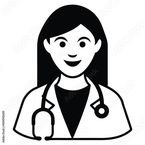 Female doctor smiling with stethoscope in both hands