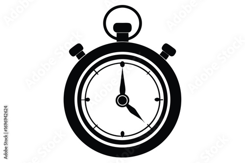 Black Stopwatch Silhouette Depicts Timekeeping Device for Precision Timing and Measurement of Elapsed Intervals