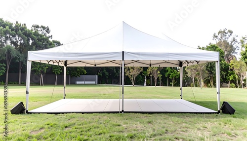 White tent on grassy field