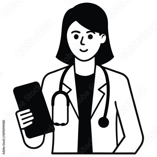 Female doctor using smartphone for telemedicine consultation