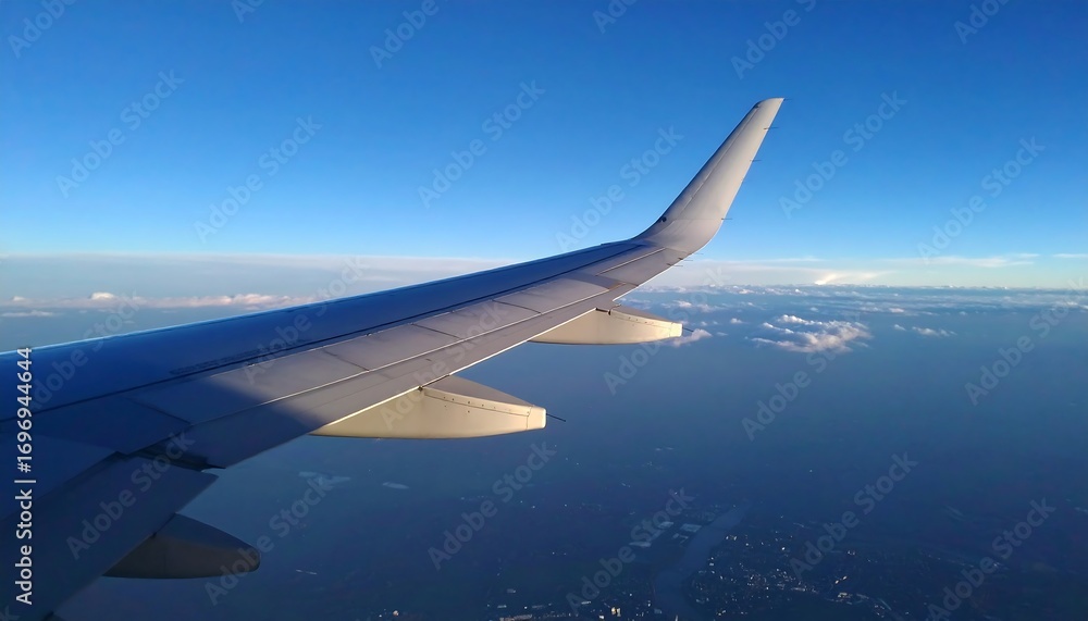 Obraz premium Airplane wing view from above