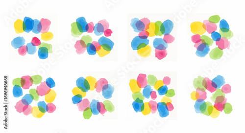 Vibrant Watercolor Abstract Designs A Pack of 8 Swirling Watercolor Shapes for Visual Appeal