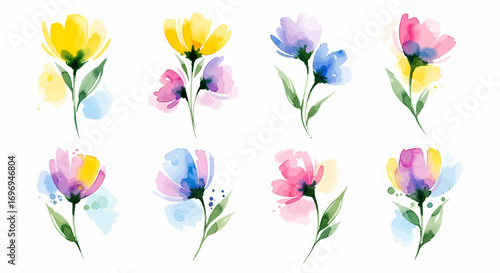 Watercolor Flower Pack Airy, Abstract Wildflower Designs for Creative Projects