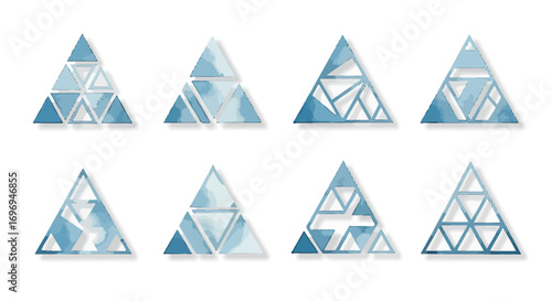 Minimalist Watercolor Triangle Designs A Set of 8 Abstract Geometric Shapes in Soft Hues