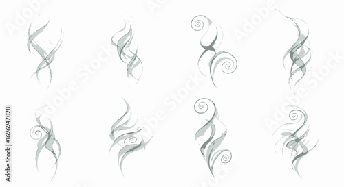 Ethereal Watercolor Smoke Pack of 8 Delicate Wisp and Swirl Designs
