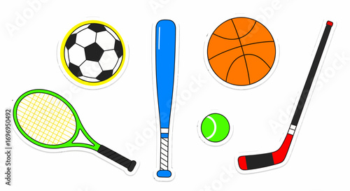 Sports Equipment Collection Vibrant Icons for Active Lifestyles and Game Enthusiasts