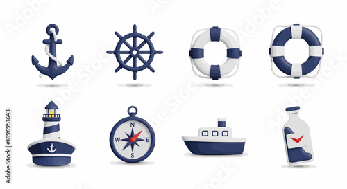 Nautical icons collection for sailing, travel, and maritime adventures
