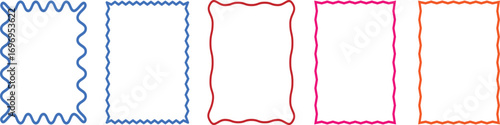 Circle and scalloped frames, frames zigzag edge shapes,Geometric zig zag wavy labels, rectangular shapes with squiggly borders, Cute rectangular shapes with undulated borders,
