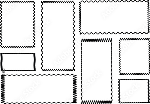 Circle and scalloped frames, frames zigzag edge shapes,Geometric zig zag wavy labels, rectangular shapes with squiggly borders, Cute rectangular shapes with undulated borders,
