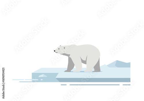 Polar Bear on Melting Ice Floe: Climate Change Symbol.