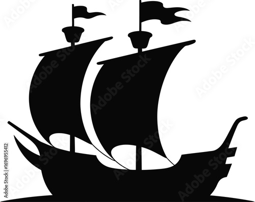 Classic tall ship silhouette nautical maritime sailing vessel vintage design