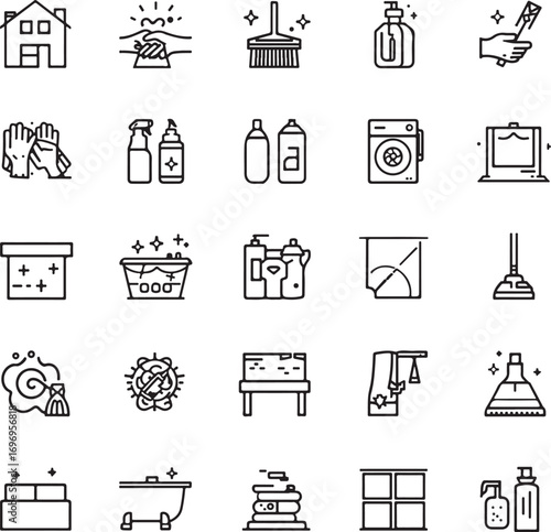 Cleaning housekeeping and hygiene icon set