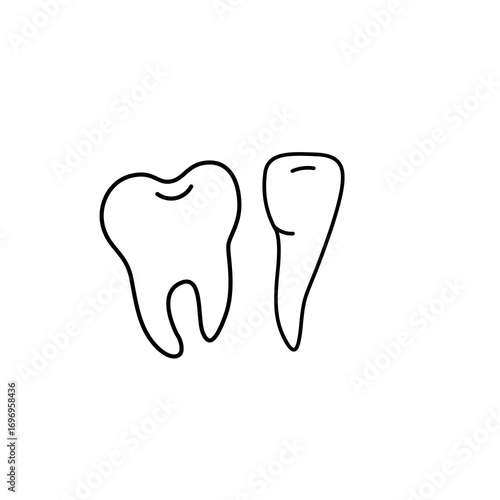 Teeth cartoon outline icon. Cute vector isolated illustration.