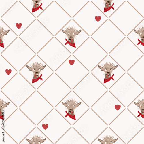 Seamless pattern with ugly dogs. Textile, fabric print