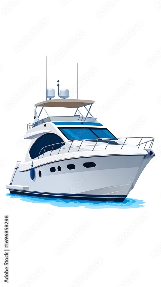 Naklejka premium White yacht on water