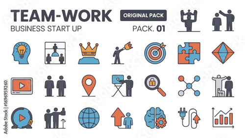 Business startup team work icons collection vector