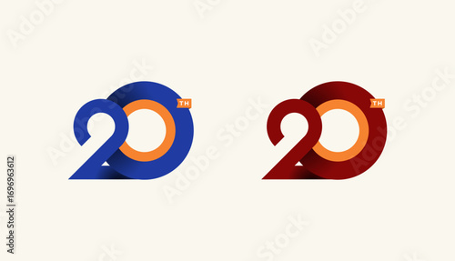 Minimalist Stripes Design Number 20th, 20th Happy Anniversary with Simplicity, Geometric and Modern.