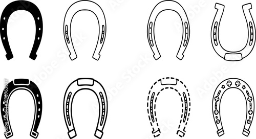 Horseshoe silhouette, Horseshoe svg, Horseshoe icon, Horseshoe clipart, Horseshoe outline, Horseshoe vector set