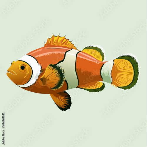pink skunk clownfish marine vector illustration for whimsical aquarium branding