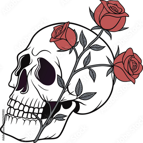 A seamless floral vector illustration of a spring bouquet of roses with leaves and other flowers for a card design