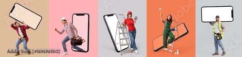 Set of different workers an...