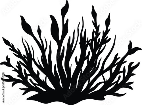 Kelp Bed Silhouette Illustration | Sea Kelp Bed Vector Design