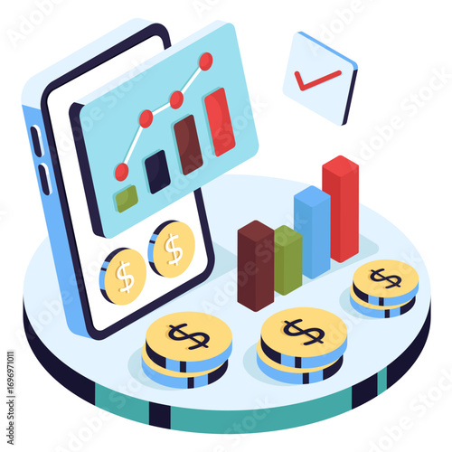 A beautiful design illustration of mobile data analytics