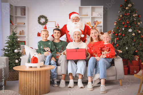 Big family with gift and Sa...