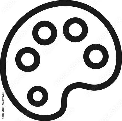 Art palette icon with paint wells for creative expression.